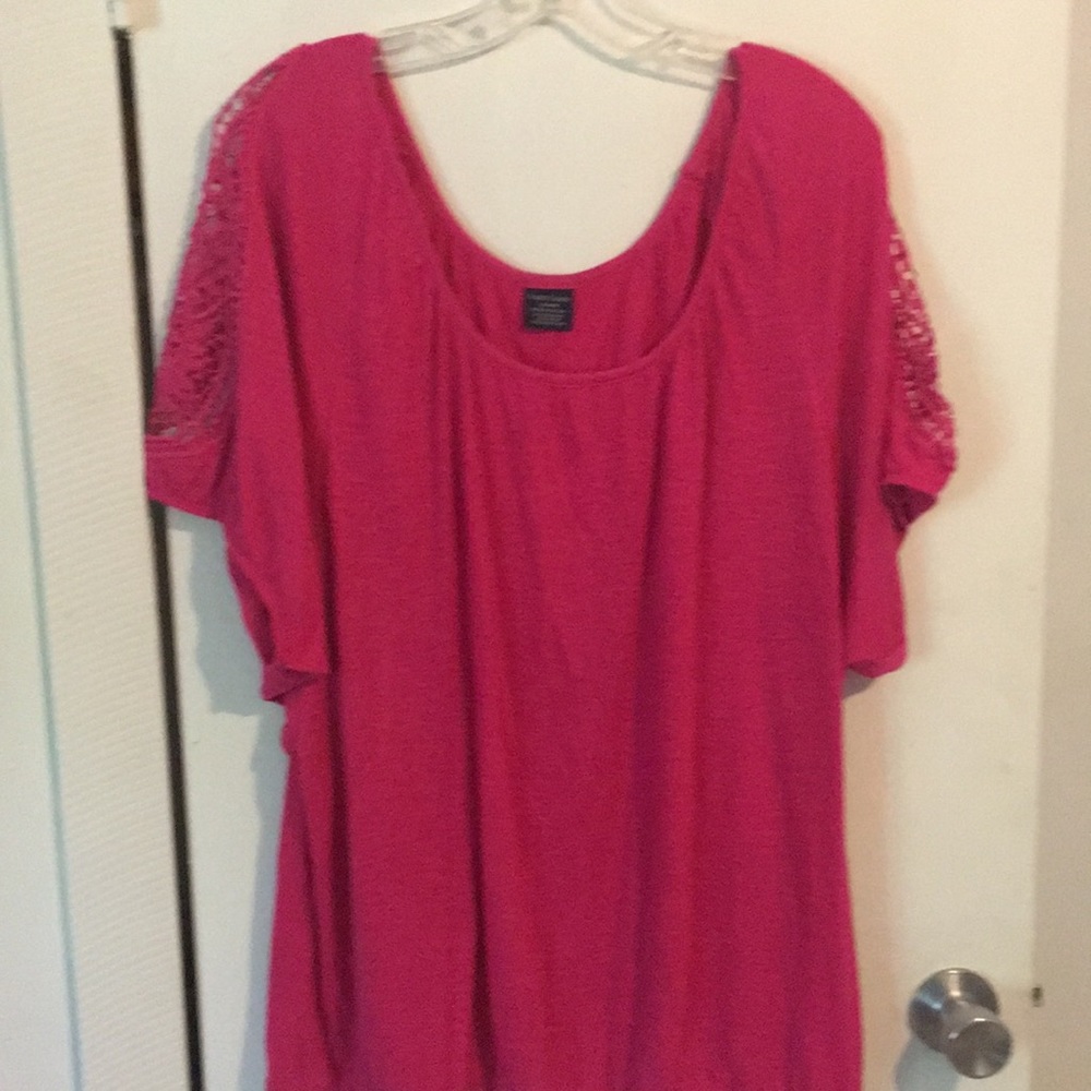 Plus Size Faded Glory Embroidered Sleeve Top: Size 16W